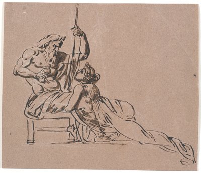 Thetis umarmt flehend Zeus