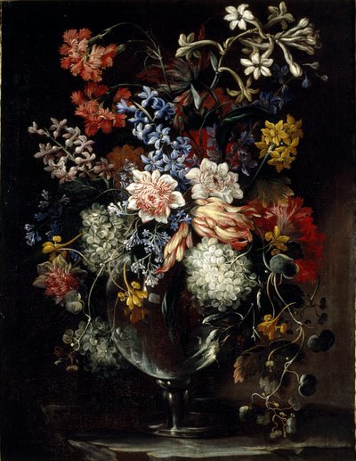 Blumen in einer Vase auf einem Sims von Nicolas Baudesson