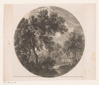 Waldlandschaft mit zwei Männern hinter einer Herde von Nicolas Perelle