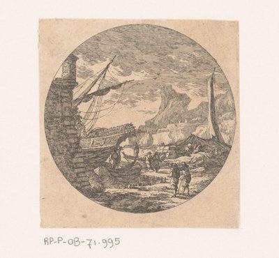 Kai mit Schiffen und Handelswaren von Nicolas Perelle