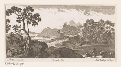 Landschaft mit Hirten bei trinkenden Kühen von Nicolas Perelle