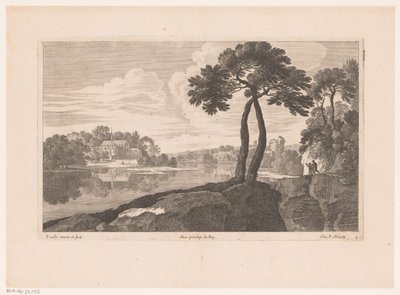 Landschaft mit Kloster am Fluss von Nicolas Perelle