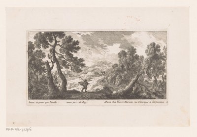 Landschaft mit Mann mit flatterndem Mantel von Nicolas Perelle