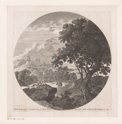 Landschaft mit zwei Männern und einer Ziegenherde von Nicolas Perelle