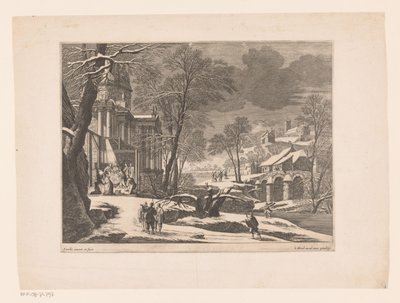 Winterlandschaft mit der Geburt Christi von Nicolas Perelle