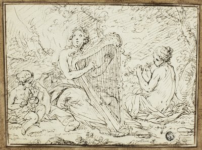 Nymphen spielen Musikinstrumente von Nicolas Rene Jollain