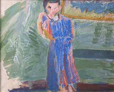 Stehende Figur, blaues Kleid von Niels Larsen Stevns