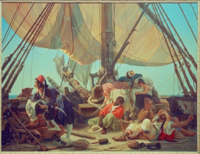 Piraten auf dem Verdeck ihres Schiffes von Niels Simonsen