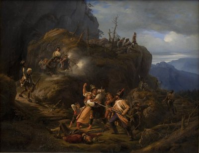 Szene aus dem Tirolerkrieg im Jahr 1809 von Niels Simonsen