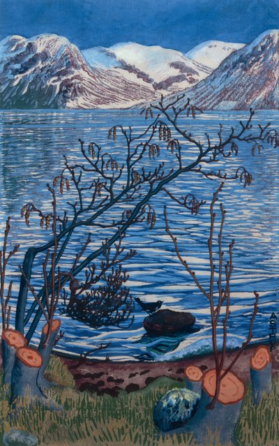 Vogel auf Stein von Nikolai Astrup
