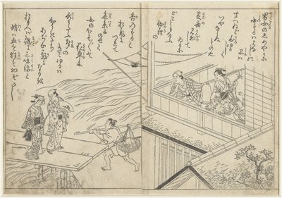 Teehaus an einem Fluss von Nishikawa Sukenobu (attributed to)