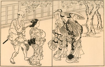Drei Frauen und männlicher Diener, 1730, 1924 von Nishikawa Sukenobu