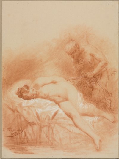 Nymphe und Faun von Octave Tassaert