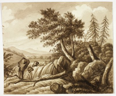 Wasserfall in felsiger Landschaft von Octavius Oakley