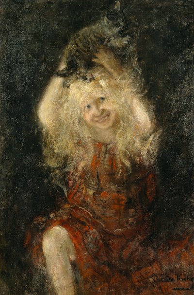 Mädchen mit Katze von Oda Krohg