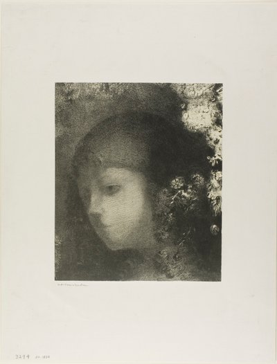 Kinderkopf mit Blumen von Odilon Redon