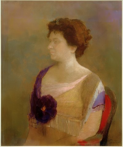 Frau mit Blume am Mieder von Odilon Redon