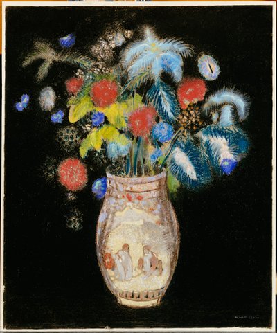 Großer Blumenstrauß auf schwarzem Hintergrund, ca. 1910 von Odilon Redon