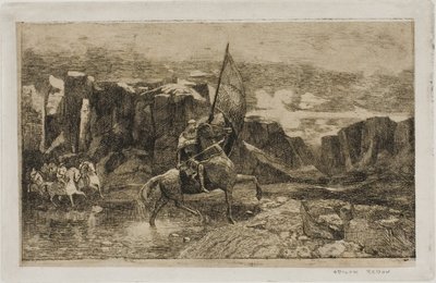 Fahnenträger überquert einen Bach von Odilon Redon