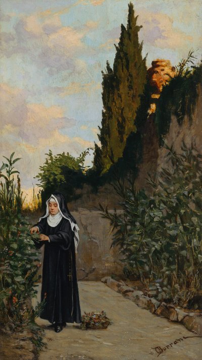 Nonne im Garten von Odoardo Borrani