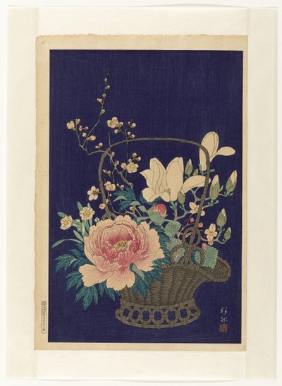 Bambusblumenkorb von Ohara Koson
