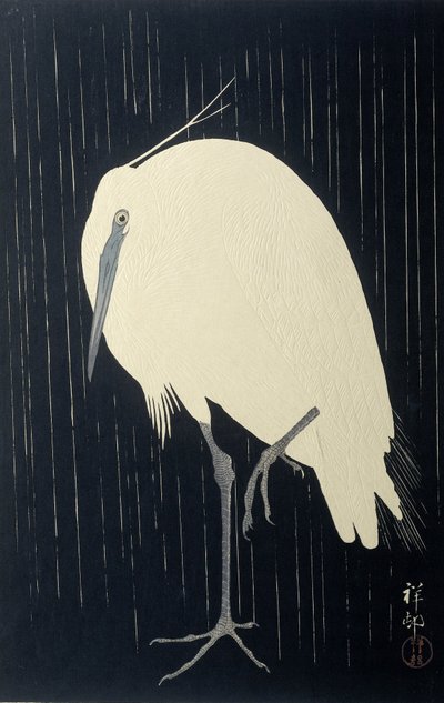 Reiher im Regen von Ohara Koson