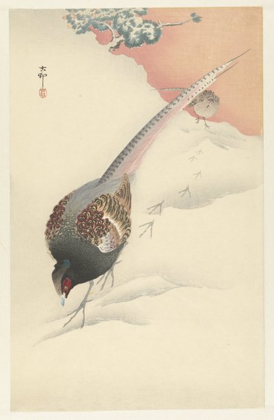 Fasanenpaar im Schnee von Ohara Koson