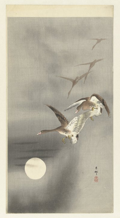 Gänse im Flug von Ohara Koson