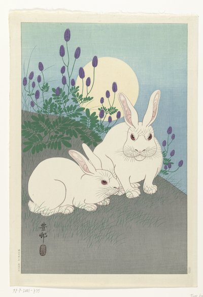 Kaninchen bei Vollmond von Ohara Koson