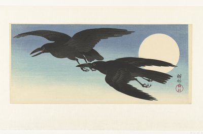 Krähen bei Vollmond von Ohara Koson