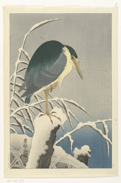 Reiher im Schnee von Ohara Koson