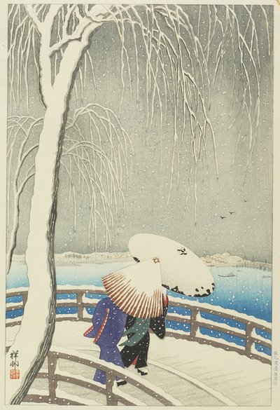 Schnee in Yanagibashi, 1927 von Ohara Koson