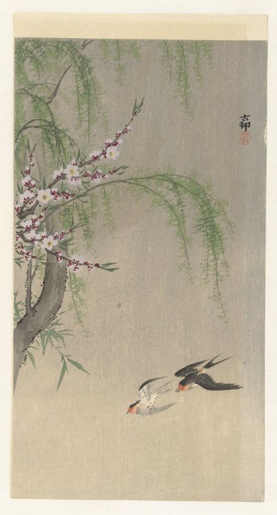 Schwalben im Flug von Ohara Koson