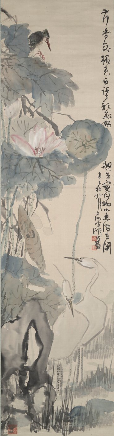 Reiher bei Lotus von Okuhara Seiko
