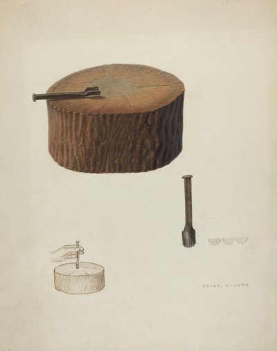 Plinker und Holzblock von Oscar Bluhme