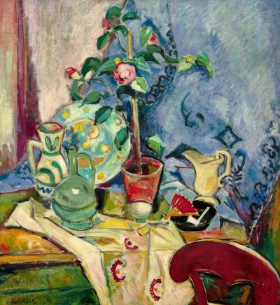 Stillleben mit Kamelie von Oskar Moll