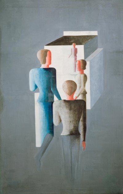 Vier Figuren und Kubus von Oskar Schlemmer