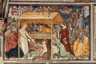 Detail einer Wand: Geburt Christi von Ottaviano Nelli