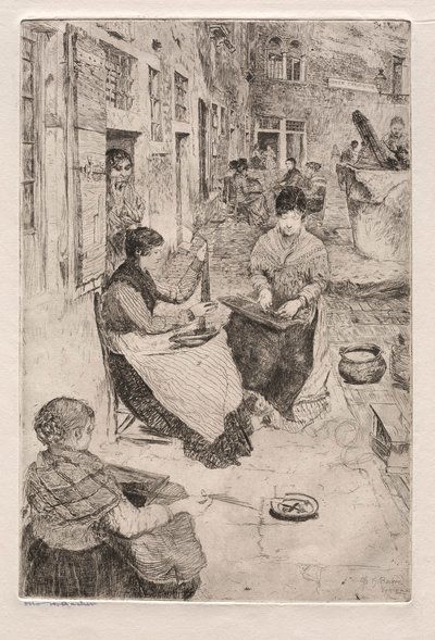 Radierungen von Venedig: Perlenfädler, 1882 von Otto H. Bacher