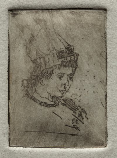 Kleiner Kopf mit Haube, 1878 von Otto H. Bacher