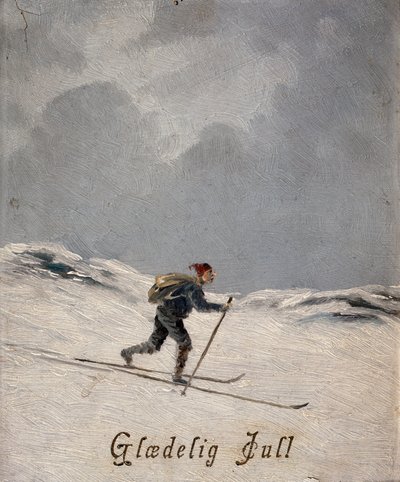 Skifahrer (Frohe Weihnachten), ca. 1880 von Otto Henning