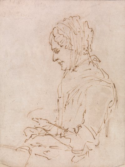 Studie der Mutter des Künstlers beim Nähen von Ozias Humphry