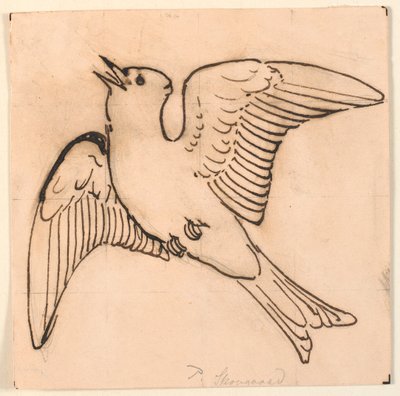 Singende Lerche. Dekorativer Entwurf. von P.C. Skovgaard