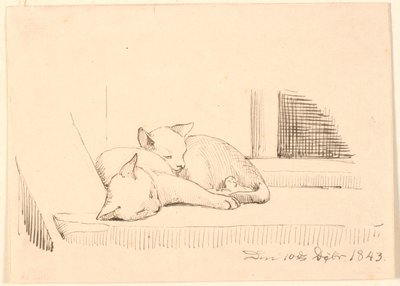 Zwei schlafende Katzen von P.C. Skovgaard