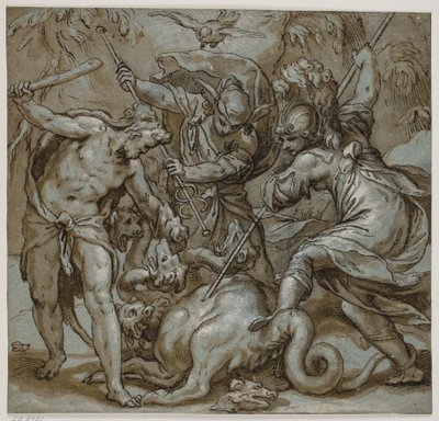 Herkules, Merkur und Minerva töten die Hydra von Paolo Farinati