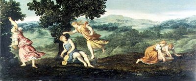 Mythologische Szene, ca. 1530 von Paris Bordone
