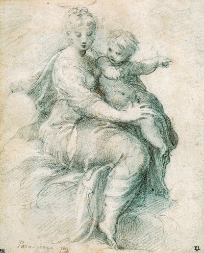 Madonna und Kind auf den Wolken, um 1525 von Parmigianino