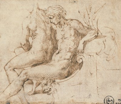 Zwei Liebende auf einem Sofa sitzend von Parmigianino