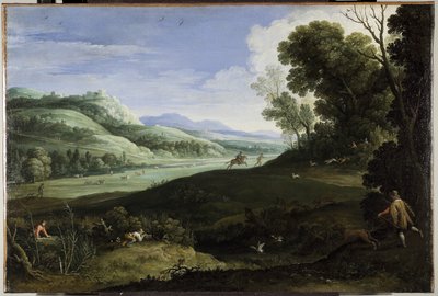 Landschaft mit Jägern von Paul Brill or Bril