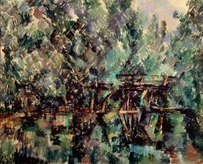 Eine Brücke über einen Teich, um 1898 von Paul Cézanne